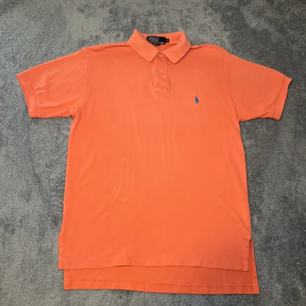 Vintage Polo By Ralph Lauren Men's SZ S Orange Short Sleeve Blue Pony Shirt